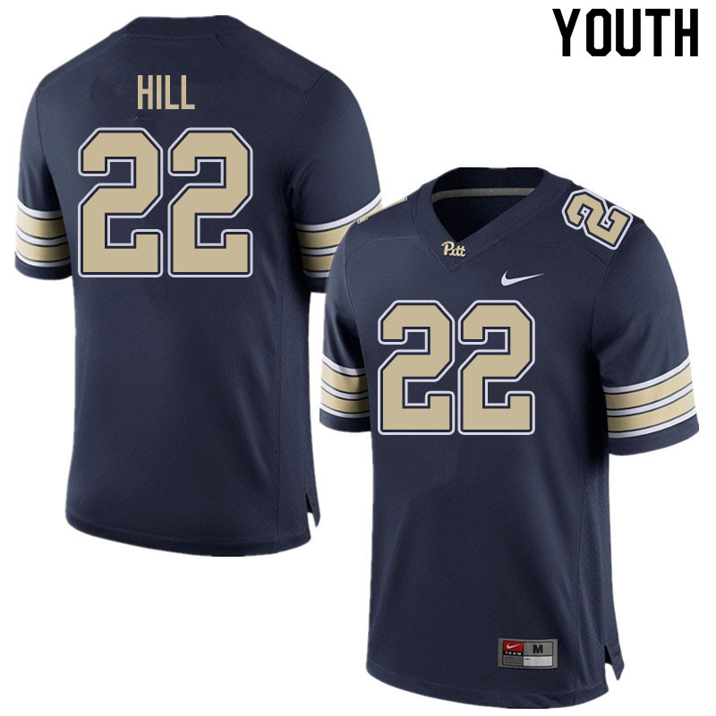 Youth #22 Brandon Hill Pitt Panthers College Football Jerseys Sale-Home Navy